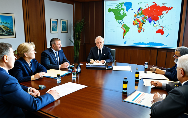 International Maritime Boundary Negotiation**

"A professional diplomatic meeting scene. Representatives from two countries, fully clothed in formal attire, are seated at a large table, discussing maritime boundary agreements. Maps and charts are visible. Focus on respectful dialogue and collaboration. Modern conference room setting. Safe for work, appropriate content, professional, well-lit, high resolution, perfect anatomy, natural proportions."

**