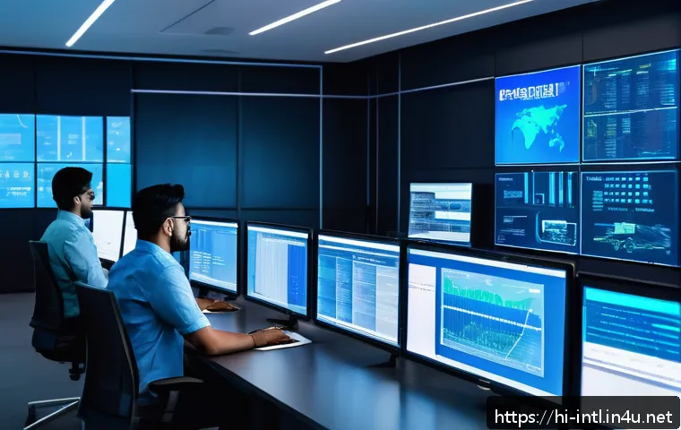 국제 공급망 변화와 지정학적 영향 - A modern digital supply chain control center with diverse professionals of South Asian descent monit...