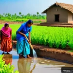 국제 개발 프로젝트 성공 사례 - A vibrant rural Indian village scene depicting local farmers and villagers actively participating in...