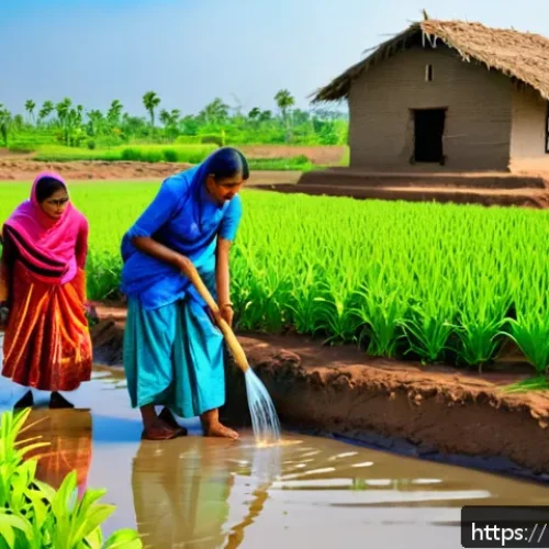 국제 개발 프로젝트 성공 사례 - A vibrant rural Indian village scene depicting local farmers and villagers actively participating in...