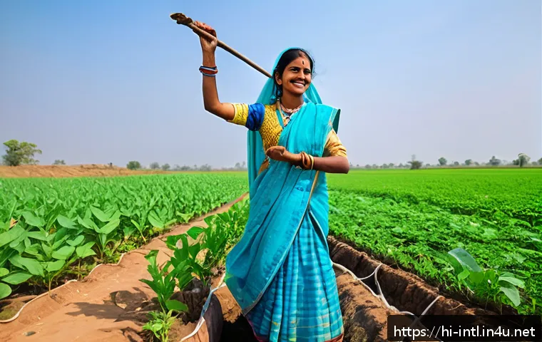 국제 환경정책과 지속가능 발전 - A vibrant community-led water conservation project in rural India, showcasing local farmers installi...